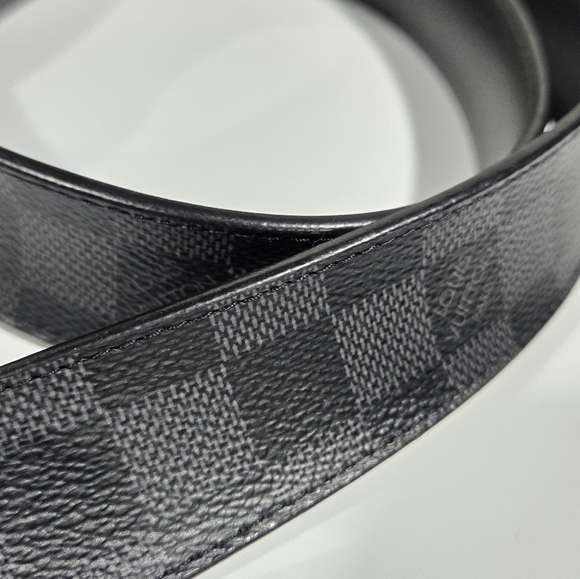 LOUIS VUITTON Sz 36 Belt M/L Sanctuary Force Damier Graphite Black Mens 32"-36". - Picture 3 of 16